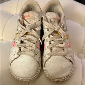 adidas Kids White Sneakers with Colorful Accents